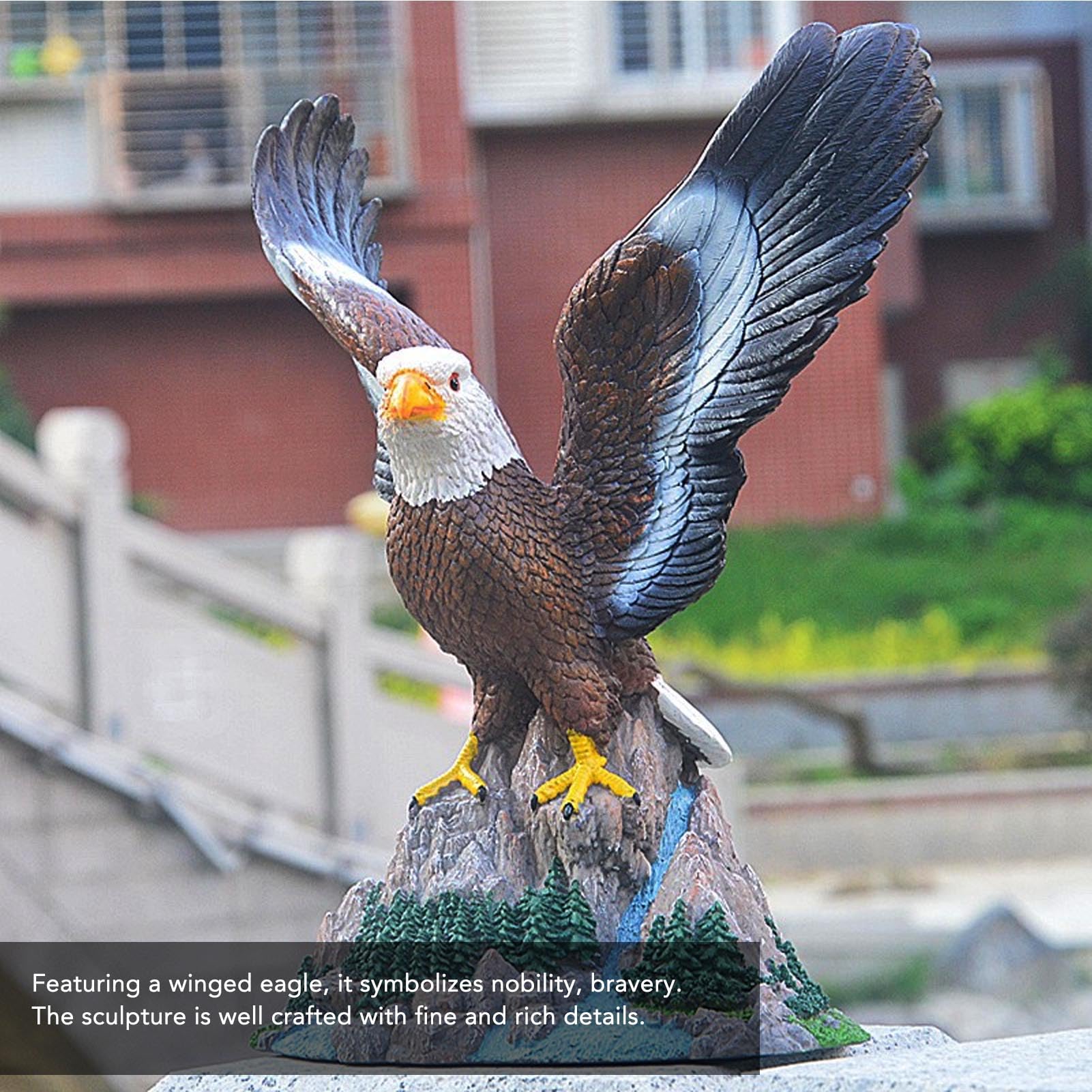 飛翔する鷲 木彫り彫刻像 鷲オブジェ 飛翔する鷲の樹脂製彫刻 約30cm